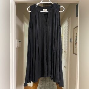 Umgee Black Sleeveless Midi Button-Front Dress